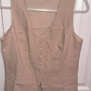 Tan Button-Up Vest Perfect for Layering